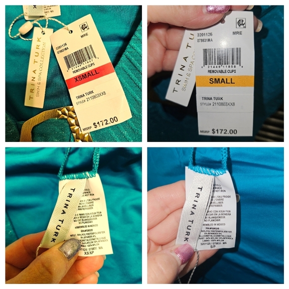 Trina Turk Empire Lurex Plunge Paddle Suit Marine - Picture 12 of 15